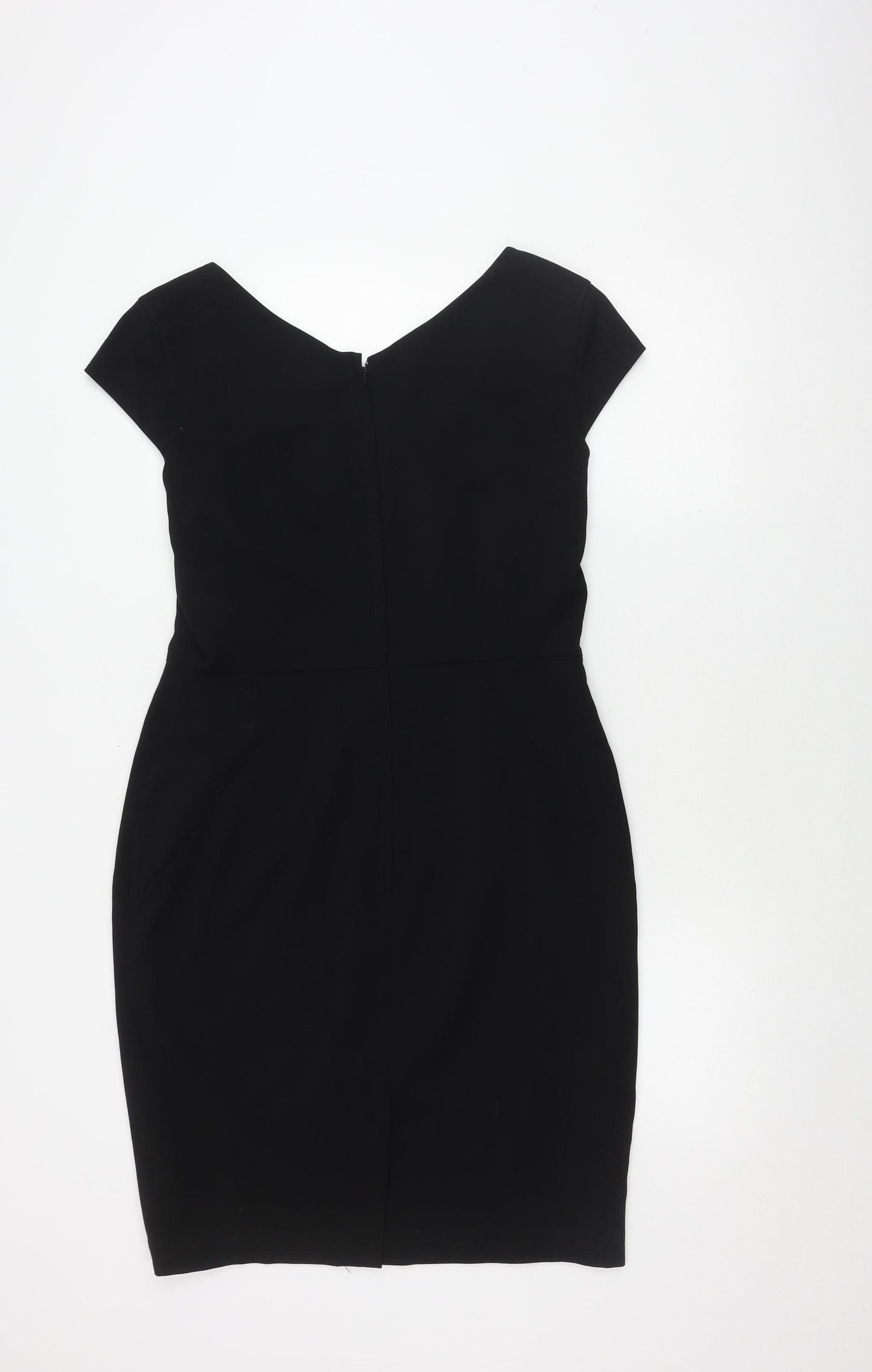 H&M Women's Black Sheath Dress - Size 14, Formal Elegance