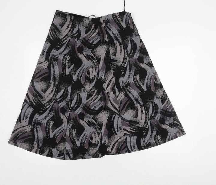 Bonmarché Women's Black A-Line Geometric Skirt Size 12