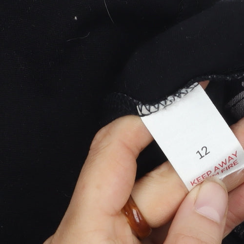 Bonmarché Women's Black A-Line Geometric Skirt Size 12