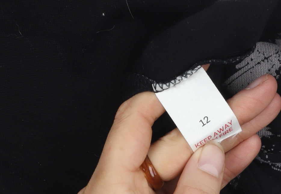 Bonmarché Women's Black A-Line Geometric Skirt Size 12