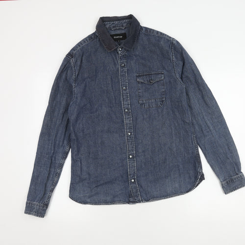 Firetrap Men's Blue Denim Shirt, Size S, Long Sleeve