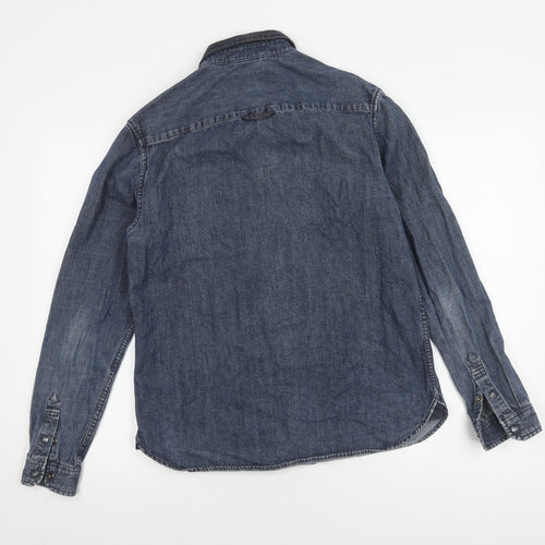 Firetrap Men's Blue Denim Shirt, Size S, Long Sleeve