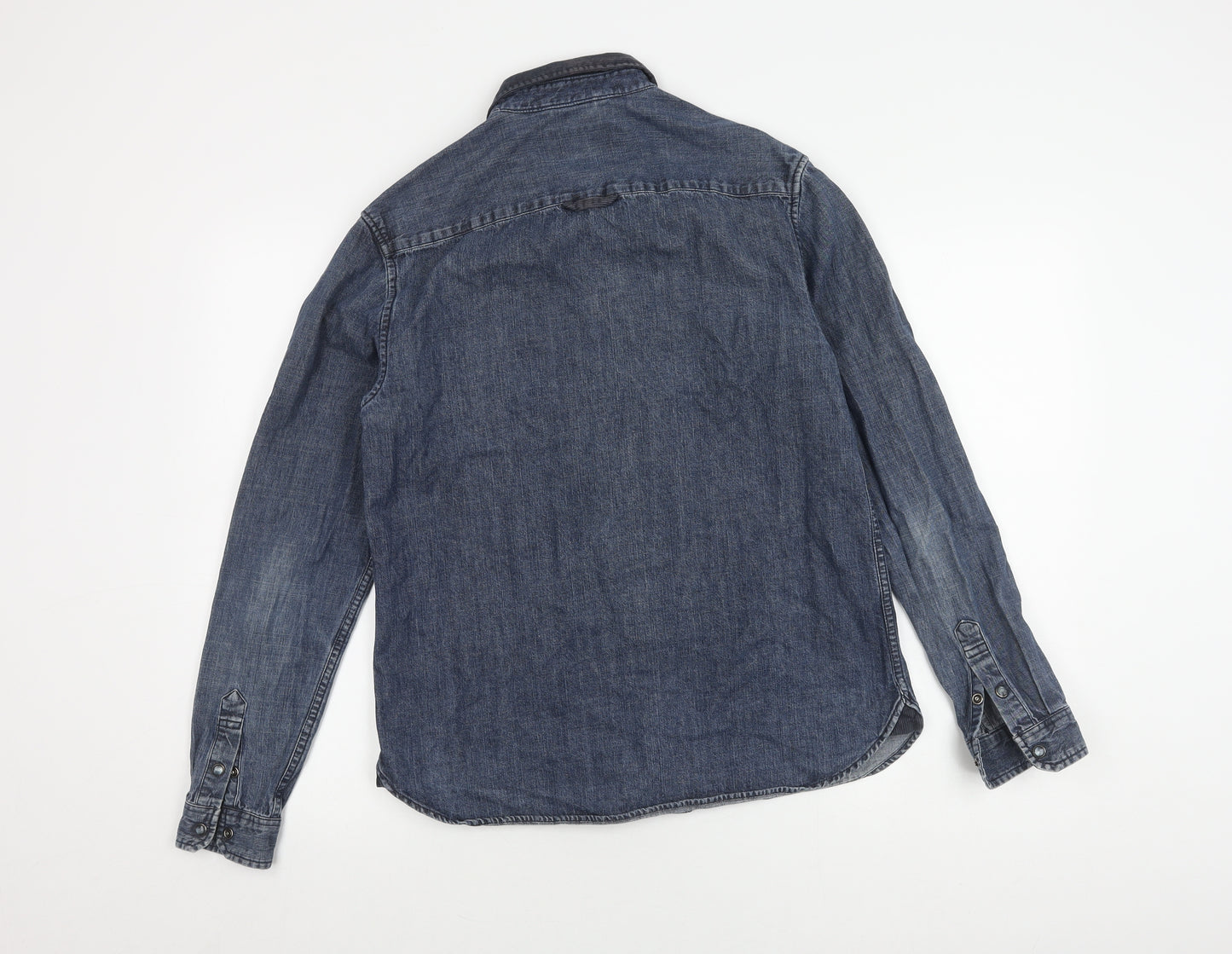 Firetrap Men's Blue Denim Shirt, Size S, Long Sleeve