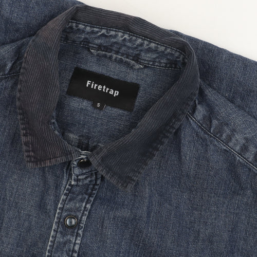 Firetrap Men's Blue Denim Shirt, Size S, Long Sleeve