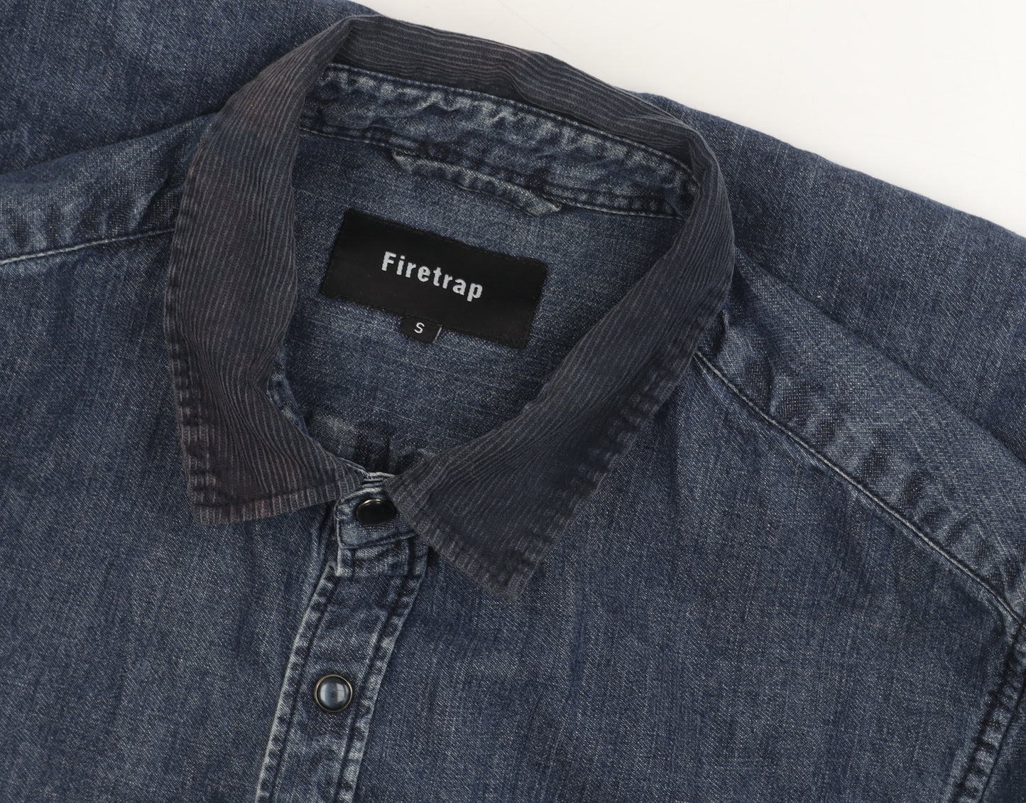 Firetrap Men's Blue Denim Shirt, Size S, Long Sleeve