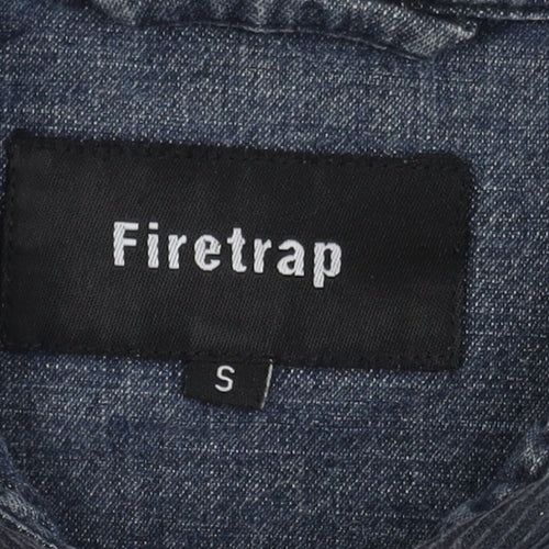 Firetrap Men's Blue Denim Shirt, Size S, Long Sleeve