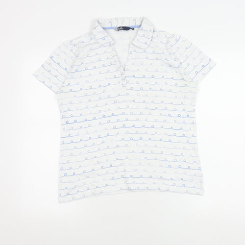 Isle Women's White Polo Shirt Size 14 Comfy Cotton Casual