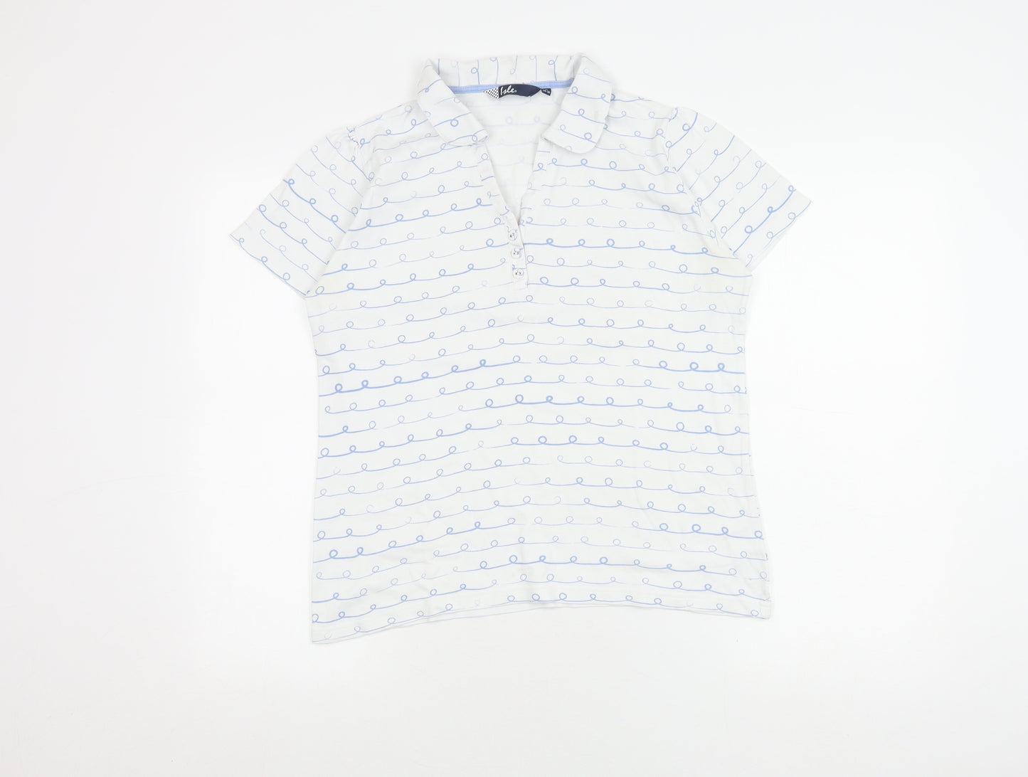 Isle Women's White Polo Shirt Size 14 Comfy Cotton Casual