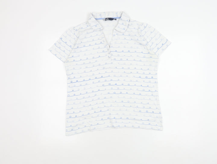Isle Women's White Polo Shirt Size 14 Comfy Cotton Casual