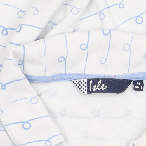 Isle Women's White Polo Shirt Size 14 Comfy Cotton Casual