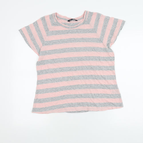 Crew Clothing Pink Grey Striped T-Shirt Women's Size 14