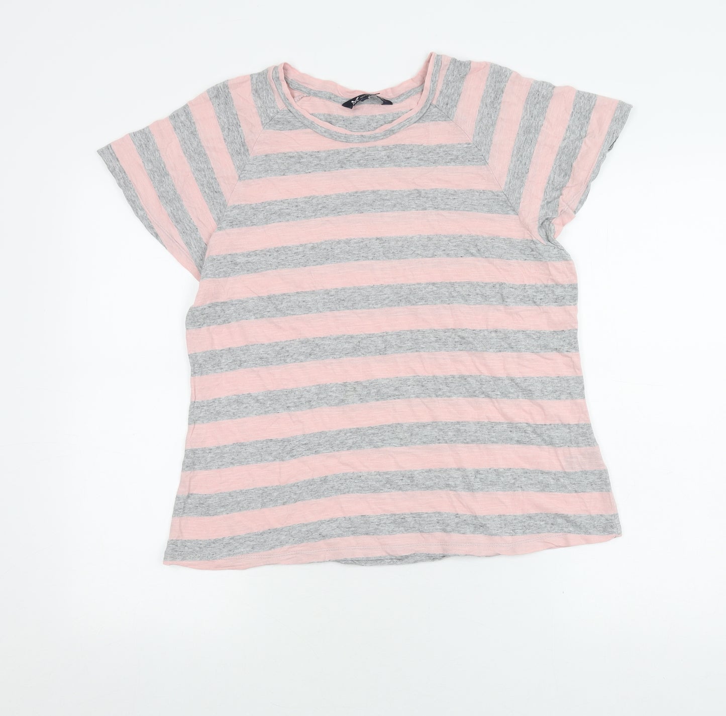 Crew Clothing Pink Grey Striped T-Shirt Women's Size 14