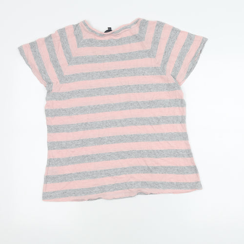 Crew Clothing Pink Grey Striped T-Shirt Women's Size 14