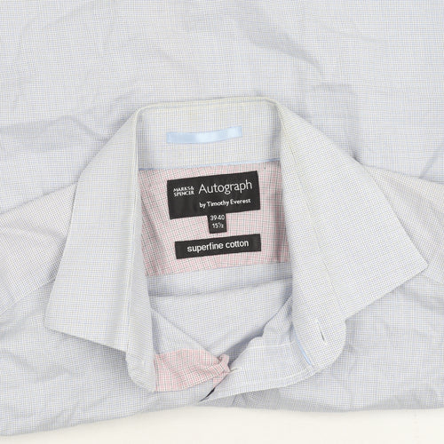 Marks & Spencer Men's Blue Check Dress Shirt, 15.5