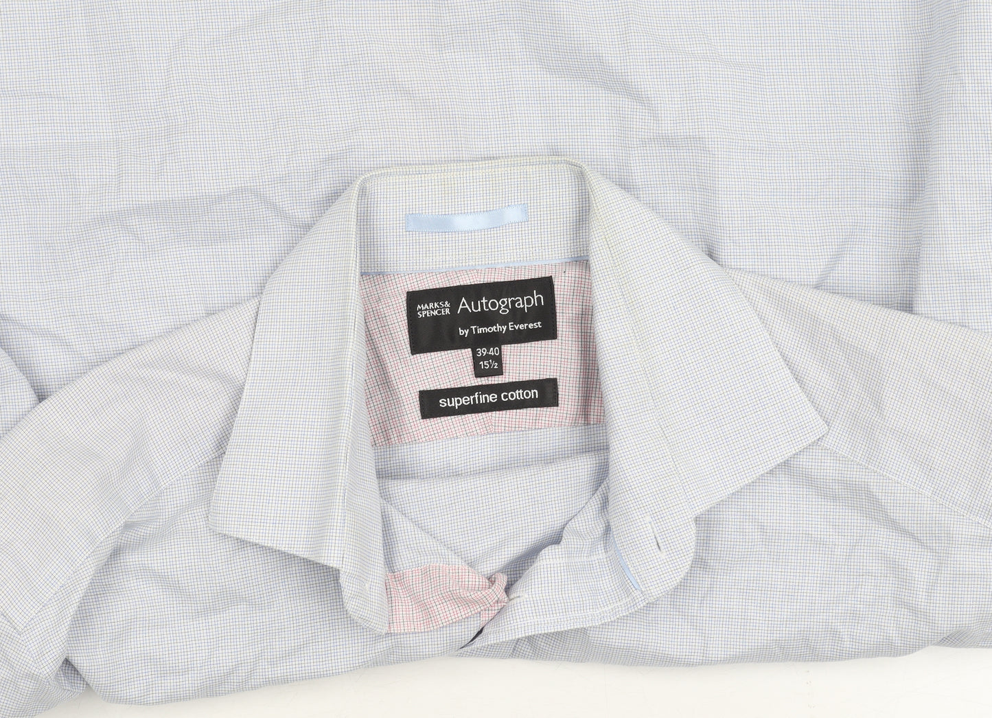 Marks & Spencer Men's Blue Check Dress Shirt, 15.5