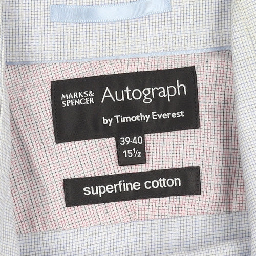 Marks & Spencer Men's Blue Check Dress Shirt, 15.5