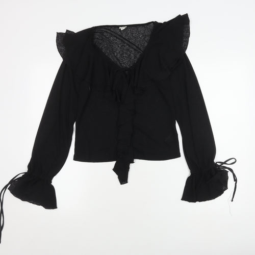 River Island Women's Black Ruffle Blouse Size 12