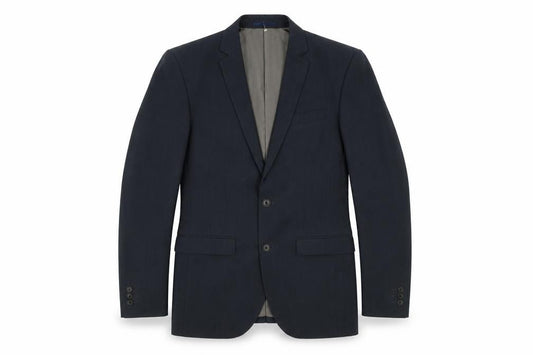 Front view of Next Men's Blue Long Blazer Jacket 38L