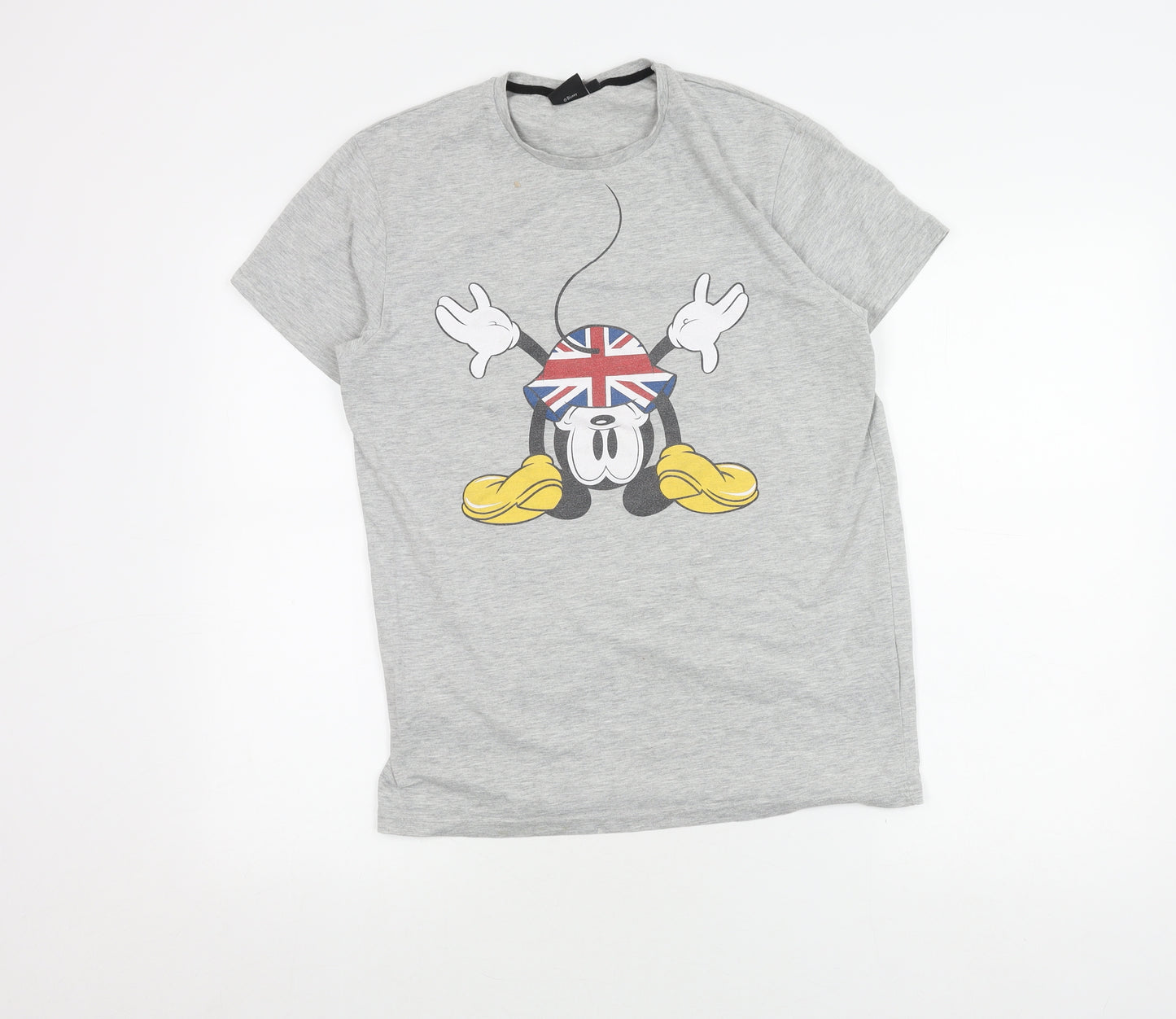 Disney Men's Grey Mickey Mouse Graphic T-Shirt Medium