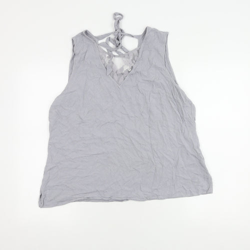 RJR John Rocha Women's Grey Tank Top, Size 18, V-Neck