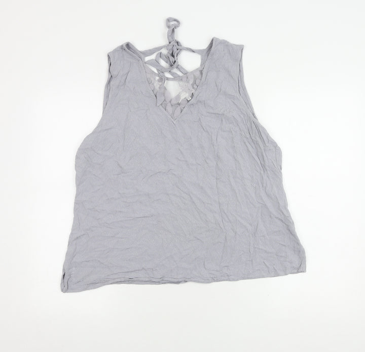 RJR John Rocha Women's Grey Tank Top, Size 18, V-Neck
