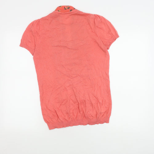 Next Women's Pink Floral Knit Top, Size 8, Short Sleeve