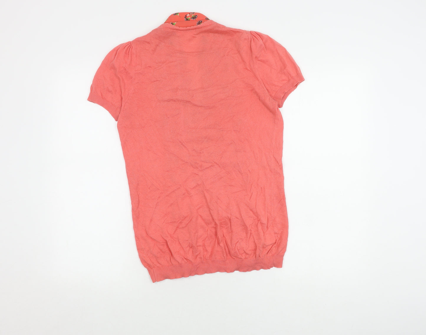 Next Women's Pink Floral Knit Top, Size 8, Short Sleeve