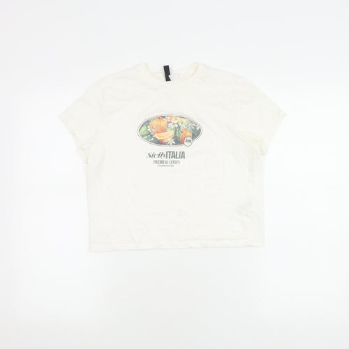 Divided Women’s White Graphic T-Shirt Size 12 Cotton
