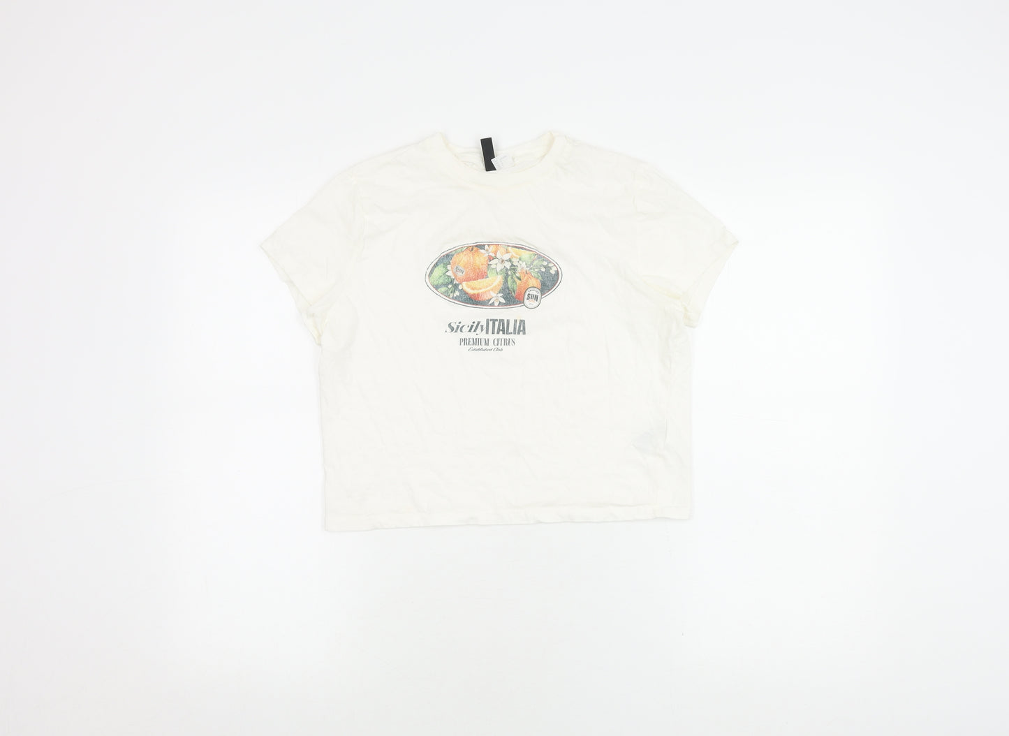 Divided Women’s White Graphic T-Shirt Size 12 Cotton