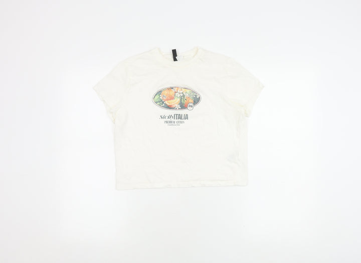 Divided Women’s White Graphic T-Shirt Size 12 Cotton