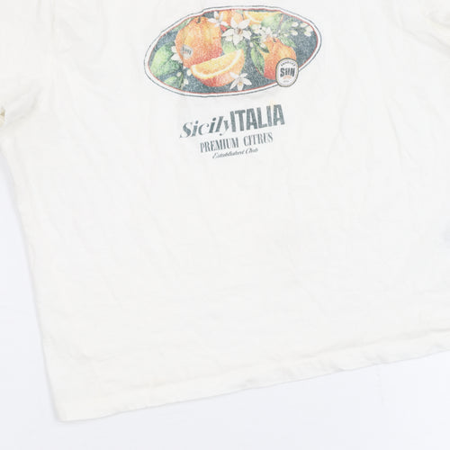 Divided Women’s White Graphic T-Shirt Size 12 Cotton