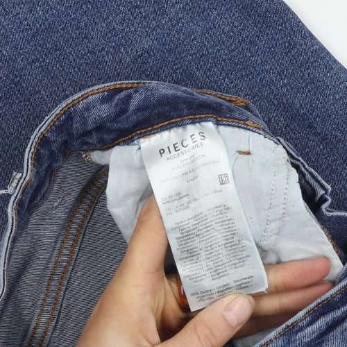 Pieces Women's Blue Denim Jeans, Medium, Cotton Blend