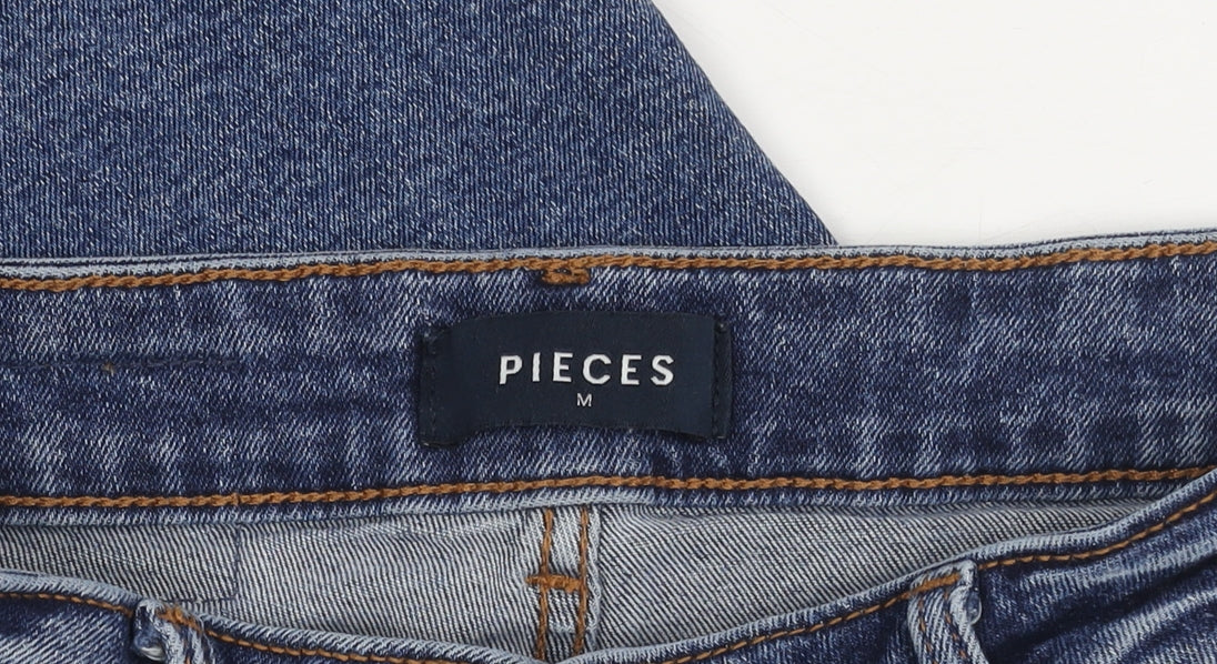 Pieces Women's Blue Denim Jeans, Medium, Cotton Blend