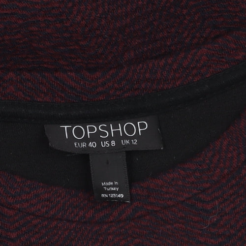 Topshop Women's Multicoloured Dress Size 12 Long Sleeve