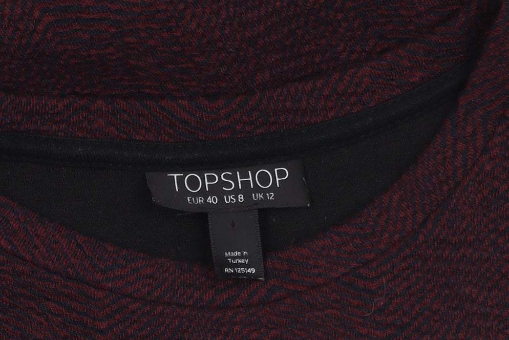 Topshop Women's Multicoloured Dress Size 12 Long Sleeve