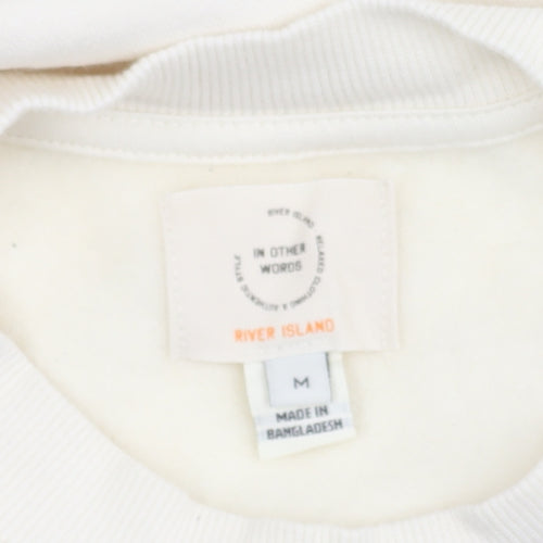 River Island Unisex White Pullover Sweatshirt - Medium