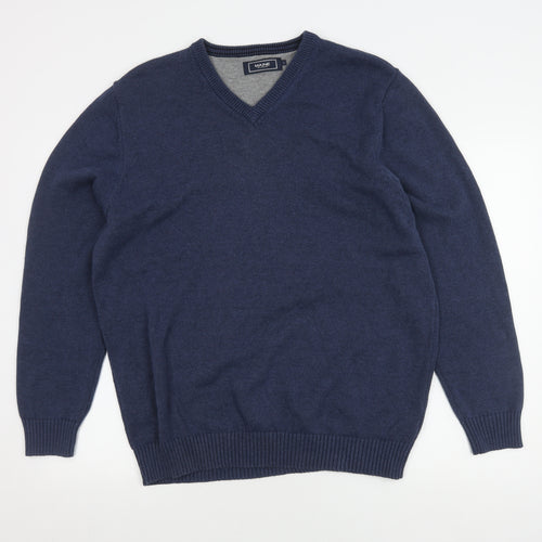 Maine New England Men's Blue V-Neck Pullover Jumper L