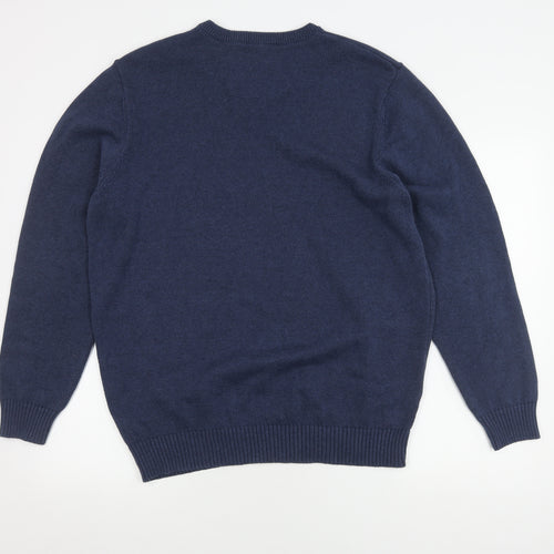 Maine New England Men's Blue V-Neck Pullover Jumper L