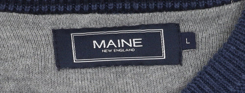 Maine New England Men's Blue V-Neck Pullover Jumper L