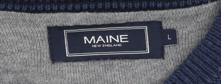 Maine New England Men's Blue V-Neck Pullover Jumper L