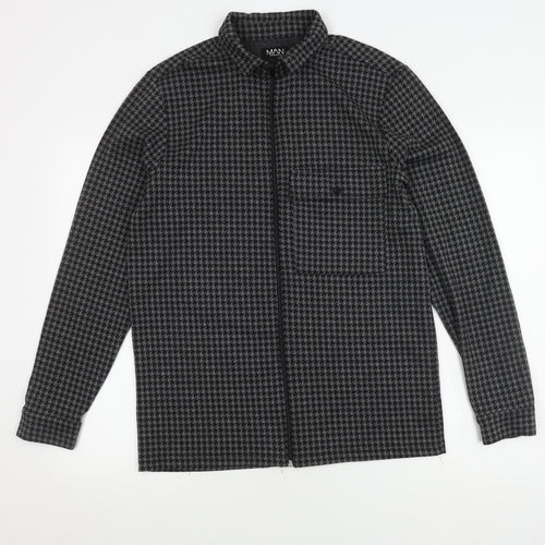 boohooMAN Men's Grey Houndstooth Jacket L