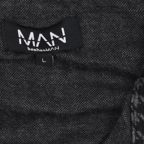 boohooMAN Men's Grey Houndstooth Jacket L