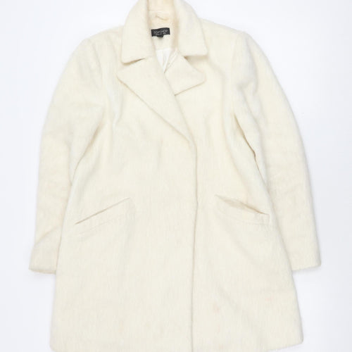 Topshop Women's Ivory Overcoat UK 8 Classic Style