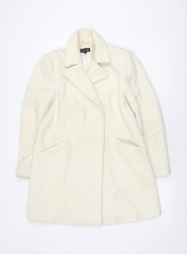 Topshop Women's Ivory Overcoat UK 8 Classic Style