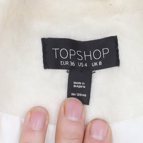 Topshop Women's Ivory Overcoat UK 8 Classic Style