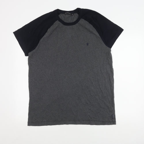 French Connection Men's Grey Black 2XL Colourblock T-Shirt
