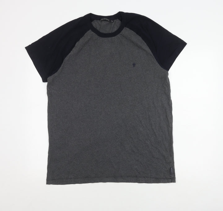 French Connection Men's Grey Black 2XL Colourblock T-Shirt
