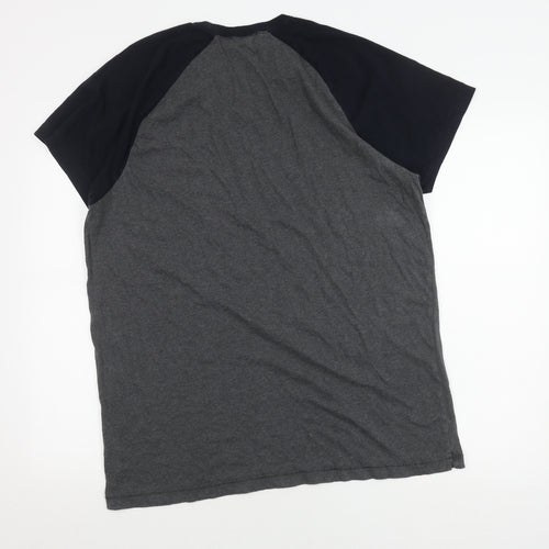 French Connection Men's Grey Black 2XL Colourblock T-Shirt