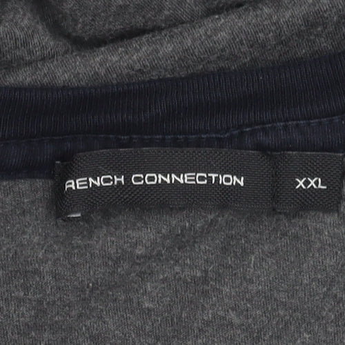 French Connection Men's Grey Black 2XL Colourblock T-Shirt