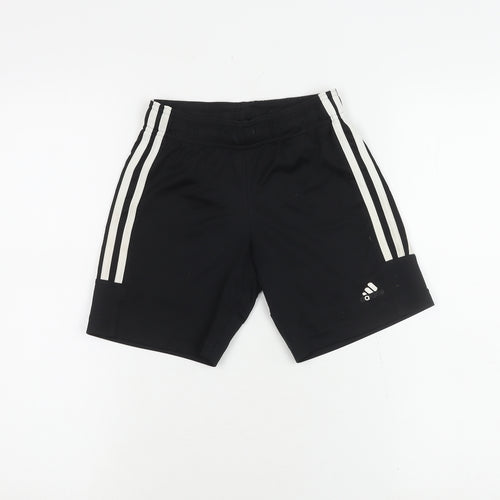 Adidas Boys Black Athletic Shorts 7-8 Years Gym Training